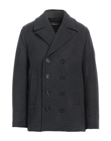 Shop Dolce & Gabbana Man Coat Steel Grey Size 42 Virgin Wool, Polyamide, Cashmere