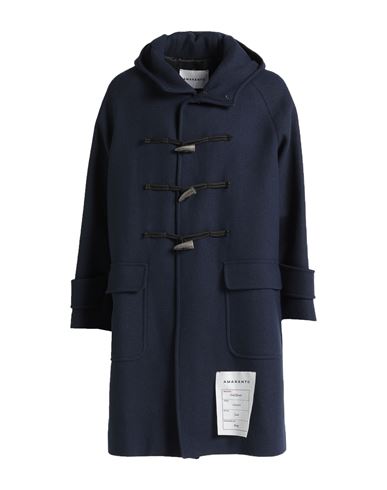 Shop Amaranto Man Coat Midnight Blue Size 40 Wool, Polyester, Polyamide