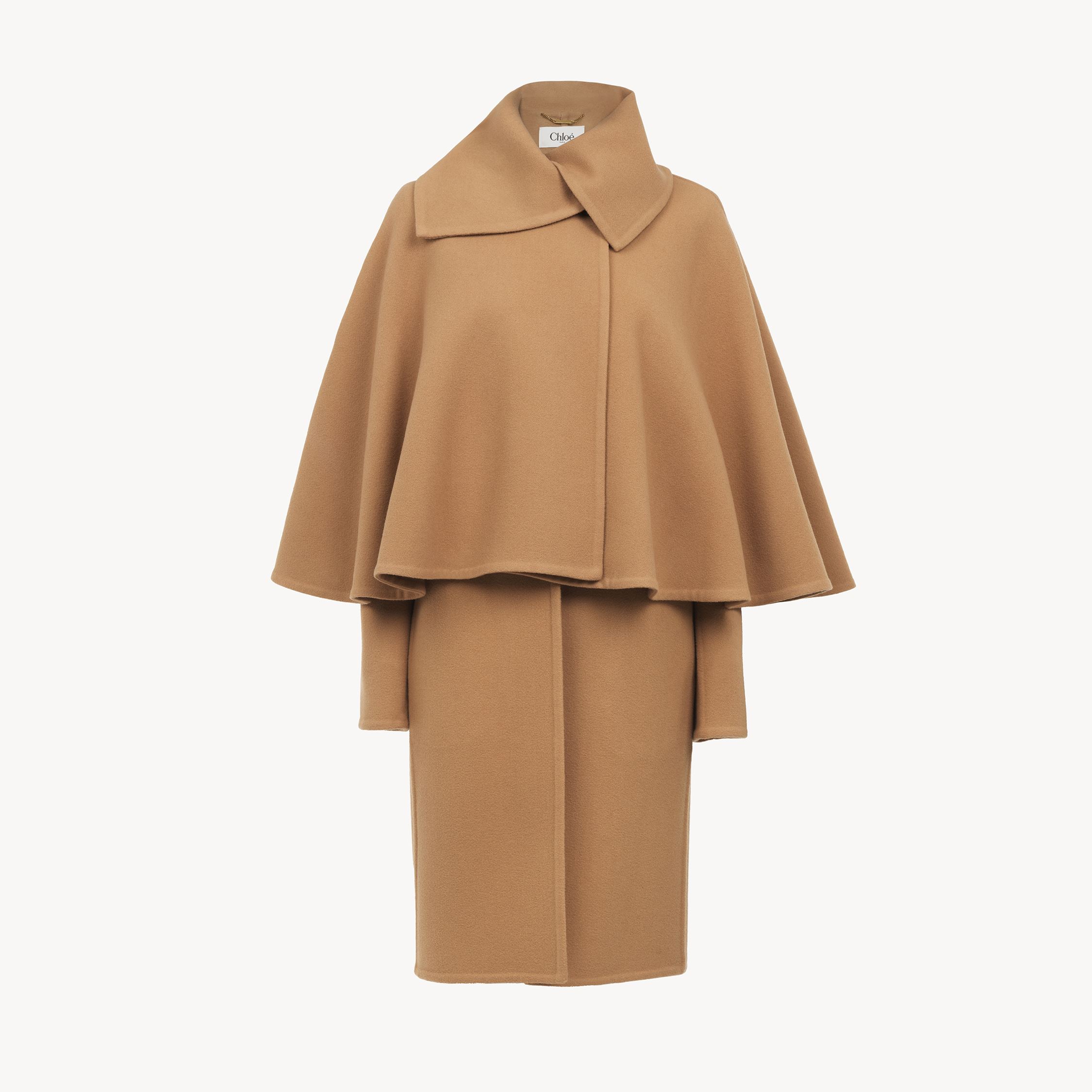 Shop Chloé Manteau Cape En Laine Et Cachemire Femme Orange Taille 40 100% Laine, Horn Bubalus Bubalis, Farmed, 