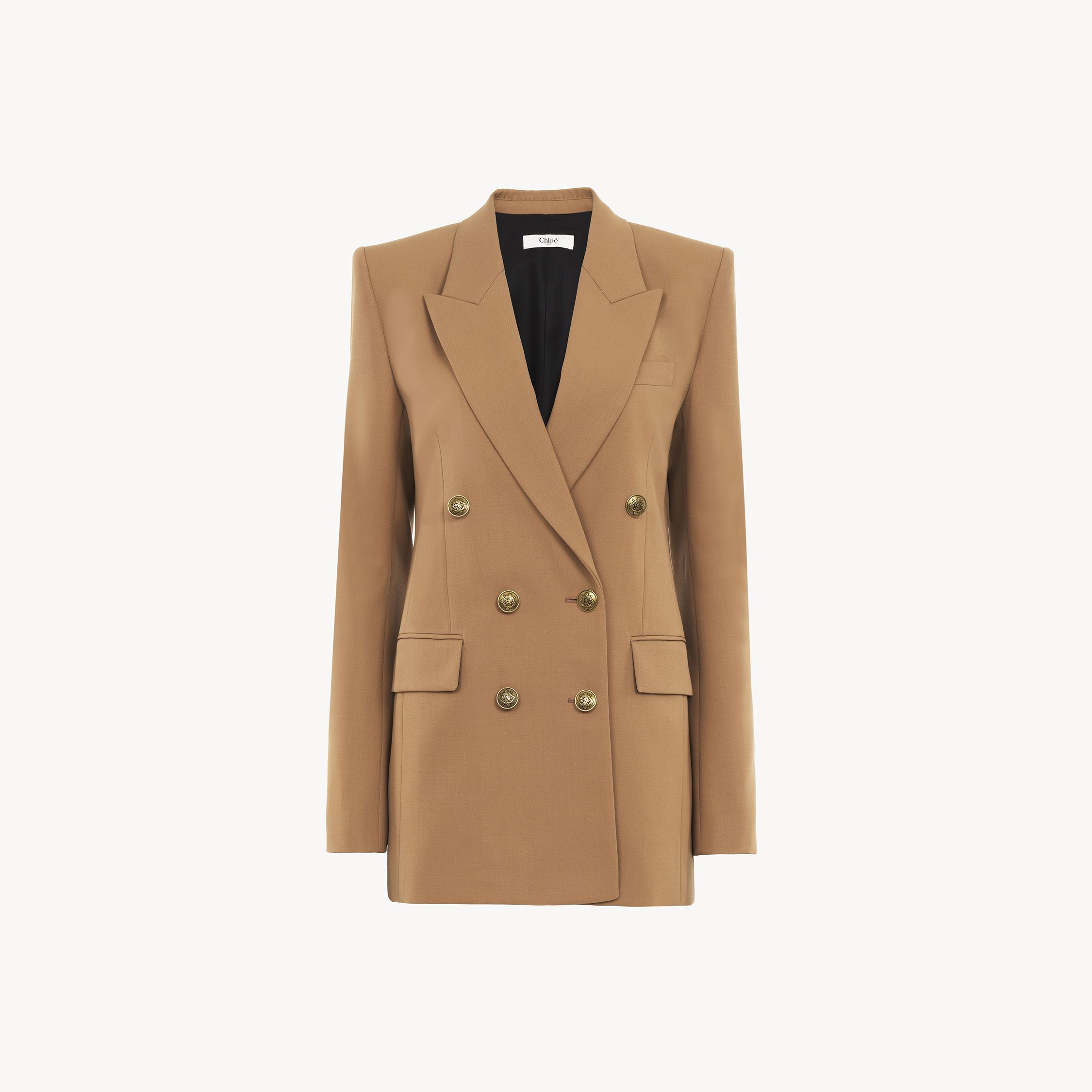 Shop Chloé Veste Blazer En Laine Grain De Poudre Femme Brun Taille 42 100% Laine Vierge, Horn Bubalus Bubalis,  In Brown