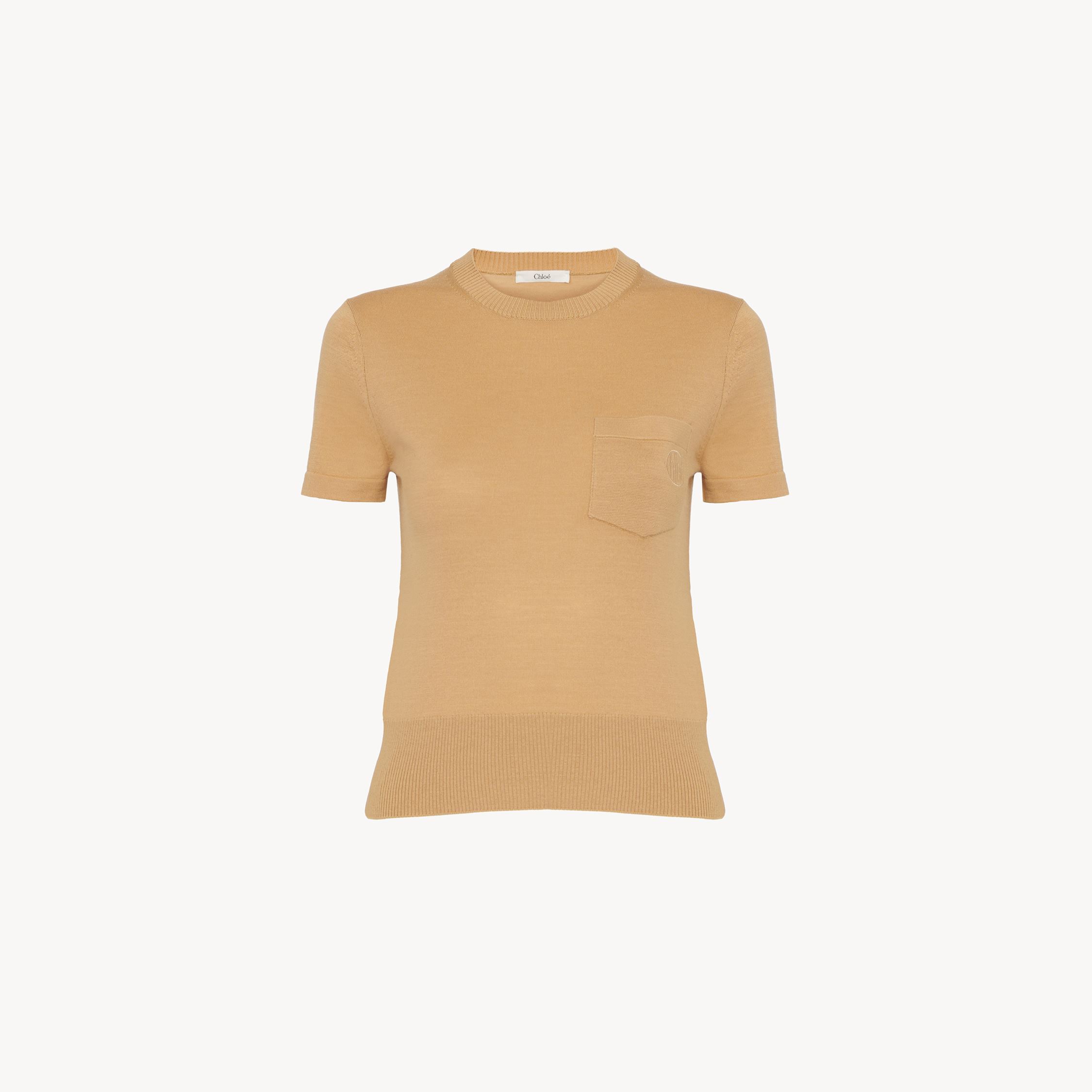 Shop Chloé T-shirt Col Rond En Maille De Laine Extrafine Femme Rose Taille M 100% Laine In Pink