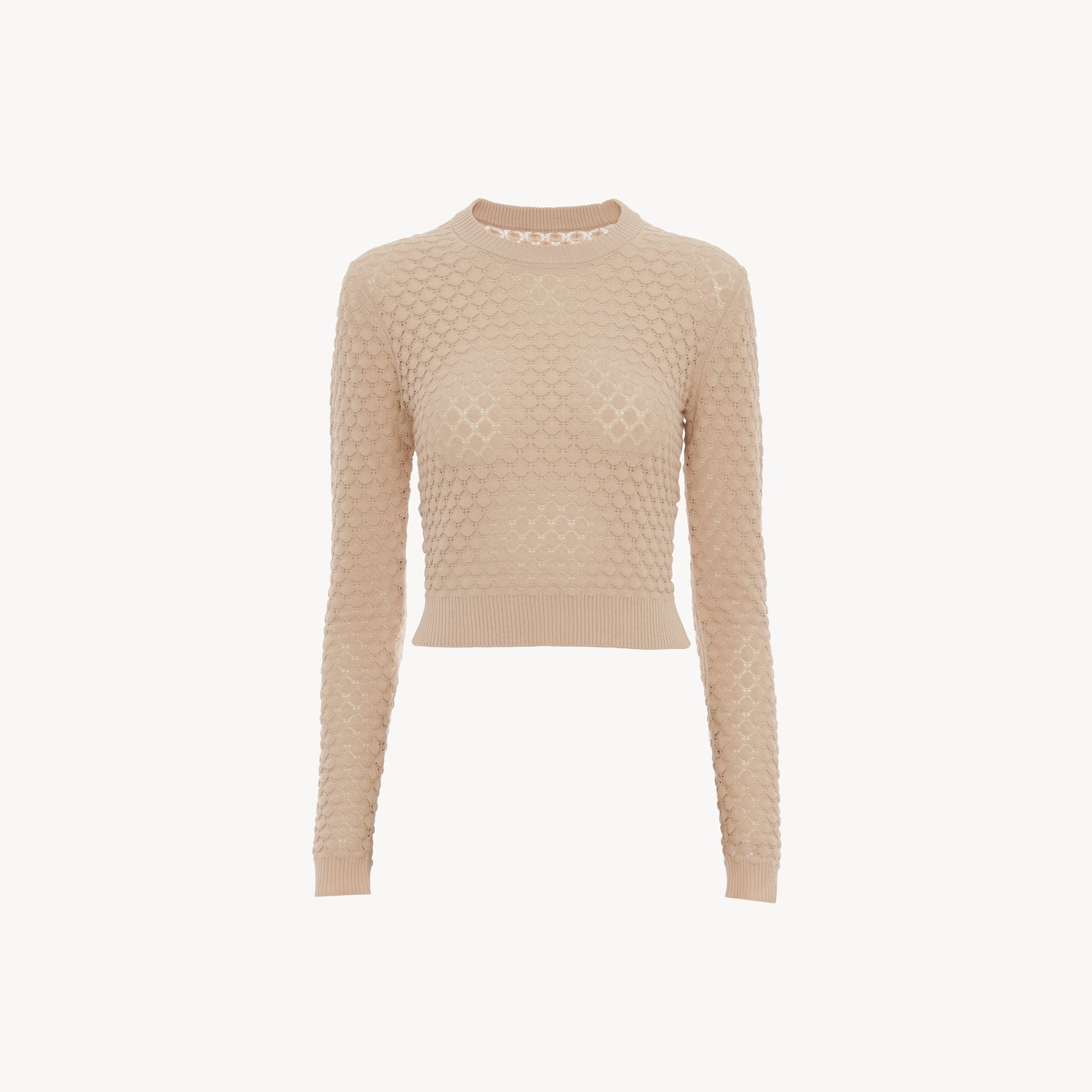 CHLOÉ PULL COURT EN MAILLE POINTELLE DE COTON FEMME ROSE TAILLE L 100% COTON 