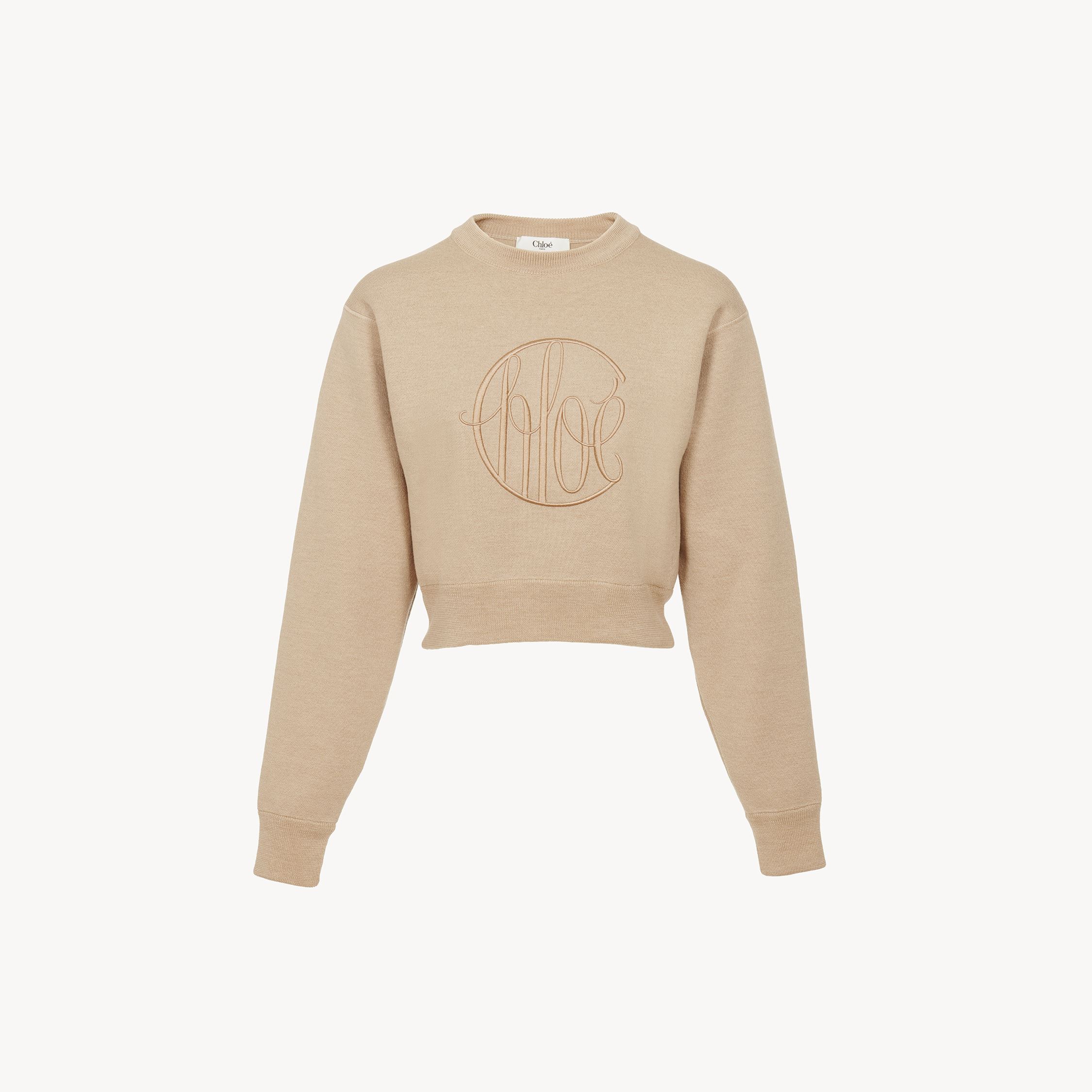 CHLOÉ PULL EN LAINE À LOGO FEMME BEIGE TAILLE L 100% LAINE 