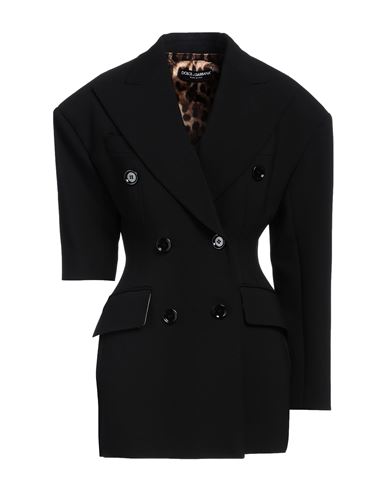 Dolce & Gabbana Woman Coat Black Size 16 Virgin Wool, Polyamide, Elastane