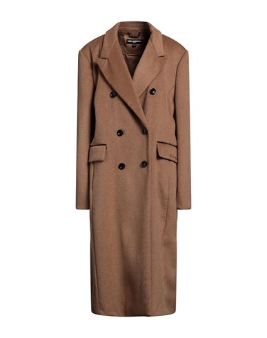 Shop Karl Lagerfeld Woman Coat Camel Size Xxl Wool, Polyester In Beige