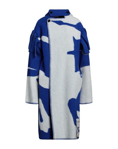 Shop Burberry Woman Coat Bright Blue Size S Wool