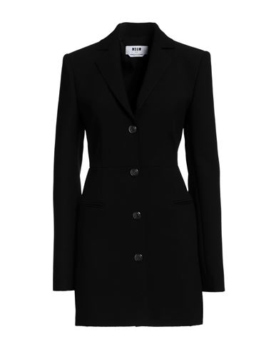 Shop Msgm Woman Overcoat & Trench Coat Black Size 8 Polyester, Viscose, Elastane