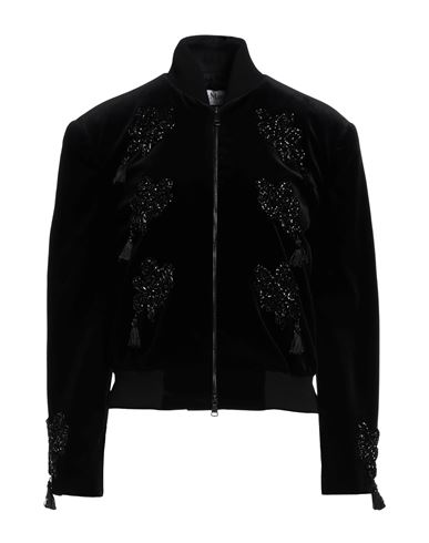 Shop Max Mara Woman Jacket Black Size 12 Cotton, Elastane, Polyamide, Virgin Wool