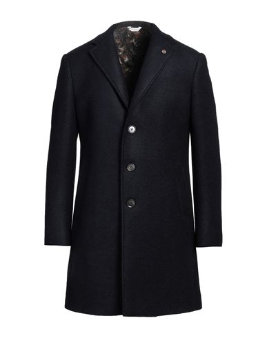 Alessandro Gilles Man Coat Midnight Blue Size 44 Viscose, Acrylic, Polyester, Virgin Wool, Elastane In Black
