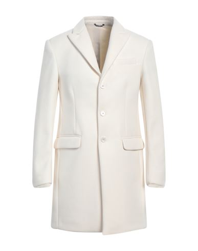 Shop Grey Daniele Alessandrini Man Coat Off White Size 38 Polyester