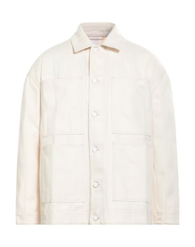 Shop Sunnei Man Denim Outerwear Ivory Size M Cotton In White
