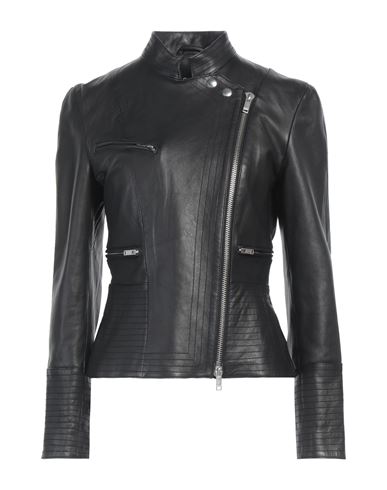 Shop Dondup Woman Jacket Black Size 12 Lambskin