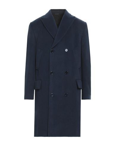 Shop Daniele Alessandrini Man Coat Navy Blue Size 40 Polyester