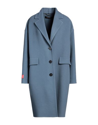 Shop Piazza Sempione Woman Coat Slate Blue Size 8 Virgin Wool, Cashmere