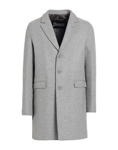 Shop Herno Man Coat Light Grey Size 40 Wool, Polyamide