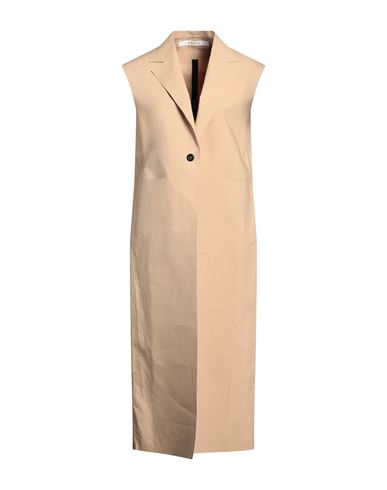 Shop Kassl Editions Woman Overcoat & Trench Coat Sand Size M Cotton, Polyurethane In Beige