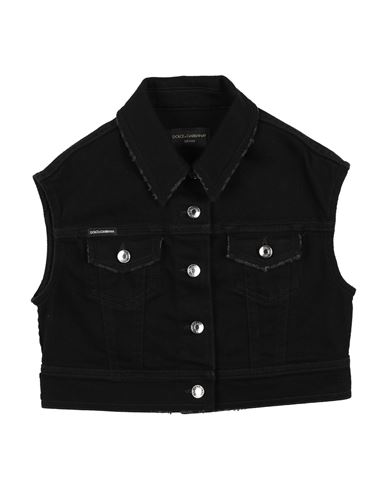 Dolce & Gabbana Babies'  Toddler Girl Denim Outerwear Black Size 4 Cotton, Elastane, Polyester, Zamak