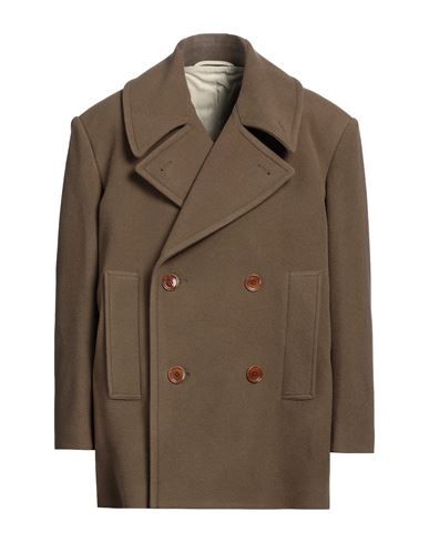 Lemaire Man Coat Khaki Size 40 Wool In Brown