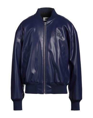 Mm6 Maison Margiela Man Jacket Dark Purple Size S Polyester, Polyurethane Coated, Acrylic, Wool, Pol In Purple