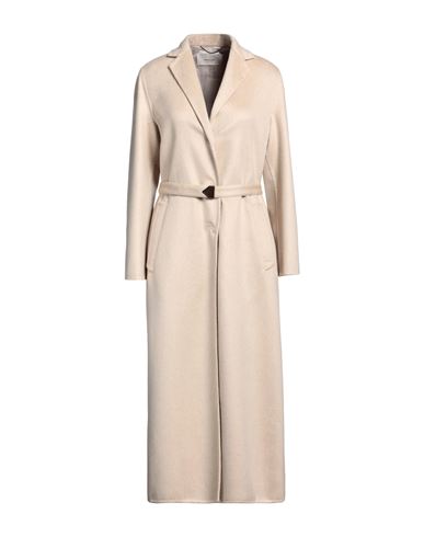 Agnona Woman Coat Sand Size 14 Cashmere In Brown