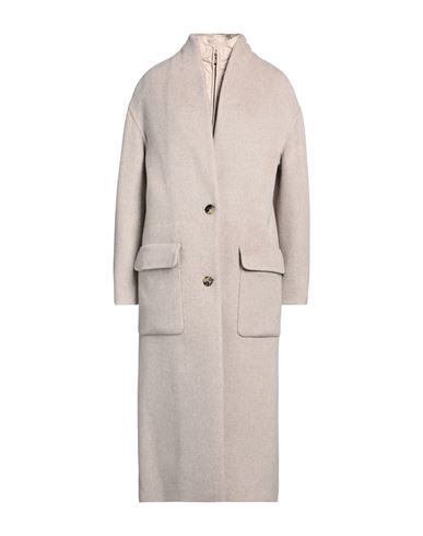 Shop Agnona Woman Coat Light Brown Size 14 Cashmere In Beige