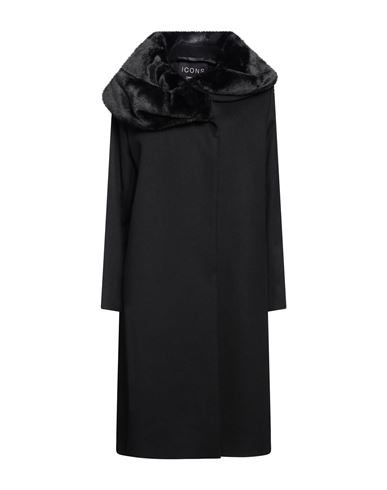 Shop Icons Woman Coat Black Size 14 Virgin Wool, Polyamide, Cashmere
