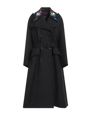 Etro Woman Coat Black Size 8 Virgin Wool, Polyester, Viscose