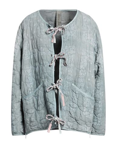 Giorgio Brato Woman Jacket Pastel Blue Size S/m Cotton, Polyester, Elastane, Leather