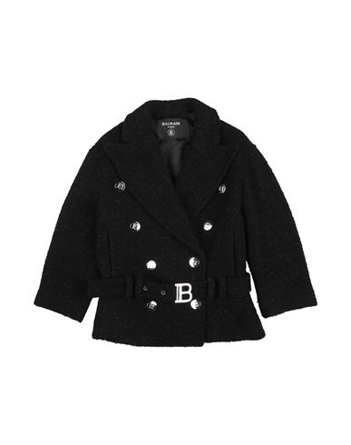 Balmain Babies'  Toddler Girl Coat Black Size 6 Virgin Wool, Polyamide