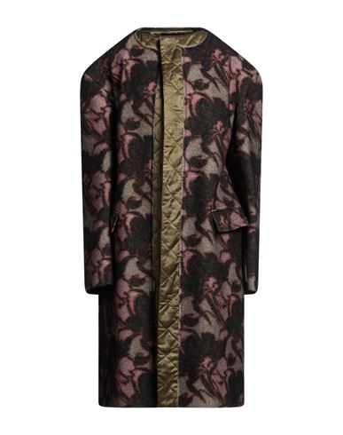 Dries Van Noten Woman Coat Khaki Size 4 Wool, Cotton, Cupro, Polyester, Polyamide In Multi