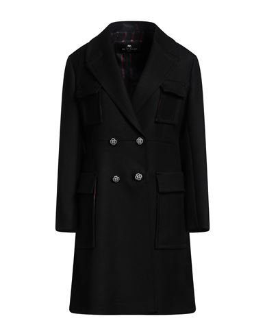 Shop Etro Woman Coat Black Size 8 Virgin Wool
