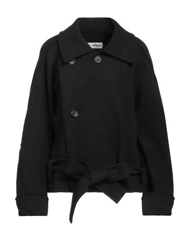 Shop Issey Miyake Woman Coat Black Size 3 Wool, Cotton