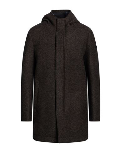 Distretto 12 Man Coat Dark Brown Size Xl Polyester, Viscose, Virgin Wool In Gray