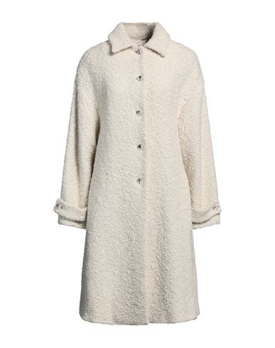 Shop Rochas Woman Coat Ivory Size 6 Virgin Wool, Wool, Mohair Wool, Polyamide In White