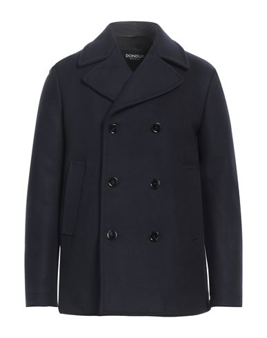 Shop Dondup Man Coat Navy Blue Size 44 Virgin Wool, Polyamide