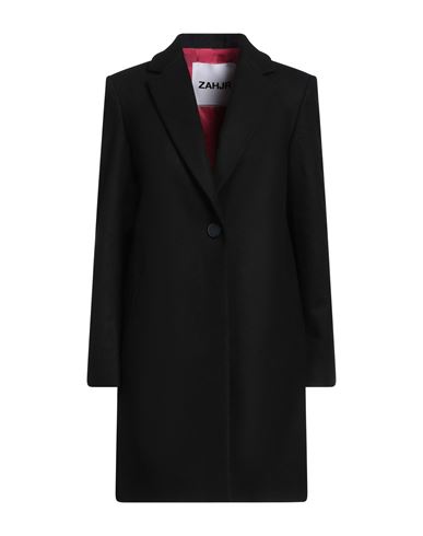 Zahjr Woman Coat Black Size 8 Virgin Wool, Polyamide