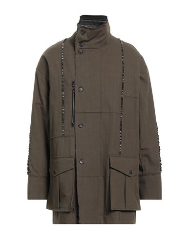 Shop Isabel Benenato Man Coat Military Green Size 38 Cotton, Wool