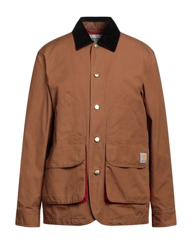 Shop Carhartt Man Jacket Camel Size Xl Cotton In Beige