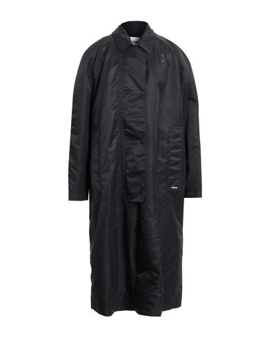 Msgm Man Overcoat & Trench Coat Black Size 42 Polyamide In Black