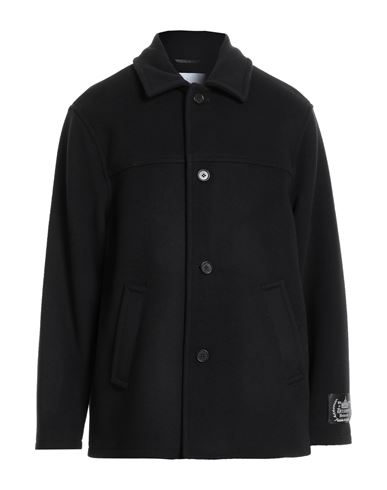 Msgm Man Coat Black Size 42 Virgin Wool, Polyamide In Black