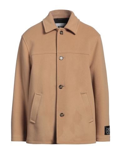 Msgm Man Coat Camel Size 42 Virgin Wool, Polyamide