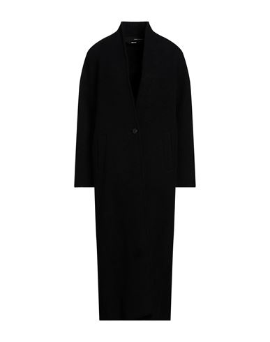 Shop Isabel Benenato Woman Overcoat & Trench Coat Black Size 4 Virgin Wool, Polyester
