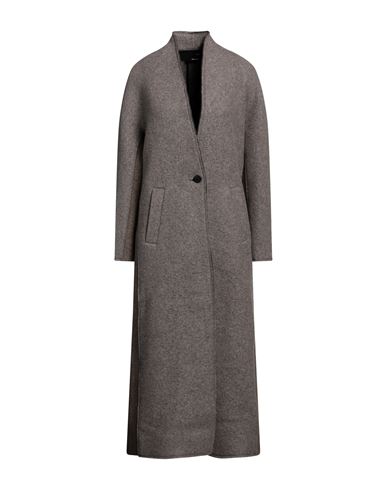 Shop Isabel Benenato Woman Overcoat & Trench Coat Dove Grey Size 6 Virgin Wool, Polyester