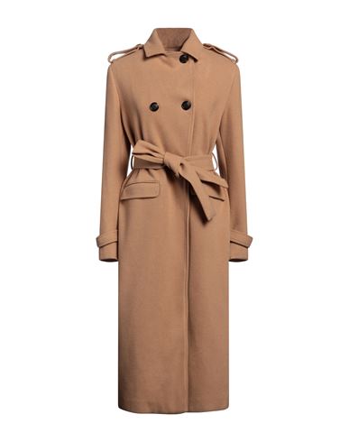 Shop White Wise Woman Coat Camel Size 4 Polyester In Beige