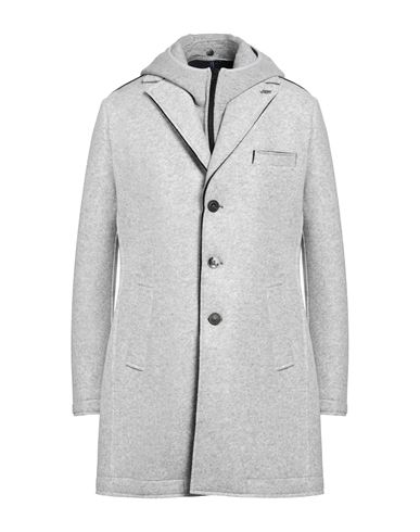 Bob Man Coat Light Grey Size 44 Polyester, Acrylic, Virgin Wool, Elastane In Gray