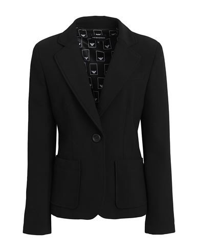 Emporio Armani Woman Blazer Black Size 12 Polyester, Viscose, Cotton, Elastane In Black