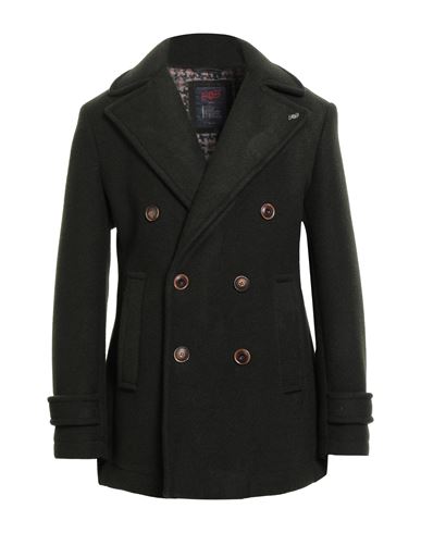 Bob Man Coat Dark Green Size 42 Polyester, Polyacrylic, Wool, Elastane In Black