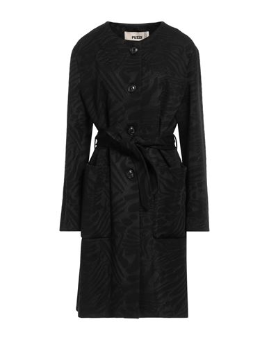 Shop Fuzzi Woman Overcoat & Trench Coat Black Size 12 Virgin Wool, Viscose