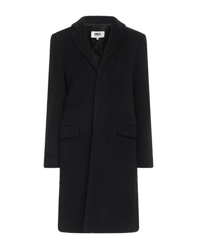 Mm6 Maison Margiela Woman Coat Black Size 8 Virgin Wool, Mohair Wool, Polyamide