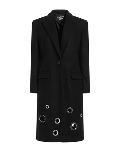 Shop Boutique Moschino Woman Coat Black Size 12 Virgin Wool, Polyamide